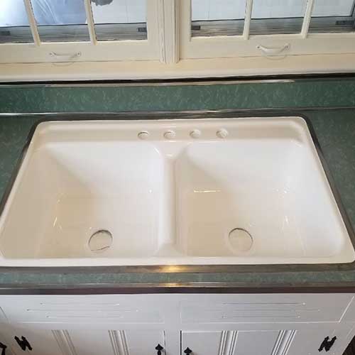 Vanity sink refinish — after refinishing, Winston-Salem, NC